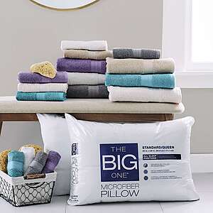 6-Count The Big One Bath Towel (Various Colors) Or The Big One Microfiber Pillows $16.94 ($2.82 each) + Free Store Pickup at Kohl's or F/S on Orders $49+