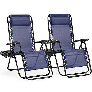 2-Count CONCETTA Zero Gravity Patio Recliner w/ Adjustable Pillow & Cup Tray (Blue) $62.79 ($31.40 each) + Free Shipping