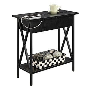 24" Convenience Concepts Tucson Flip Top End Table w/ Charging Station & Storage Shelf (Black) $49.05 + Free Shipping