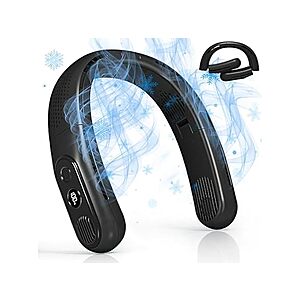 OLV 6000mAh Rechargeable 4 Turbo Portable Foldable Bladeless Neck Fan (Black)  + Free Shipping w/ Prime