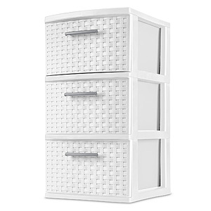 3-Drawer Sterilite Weave Tower (White) .30 & More