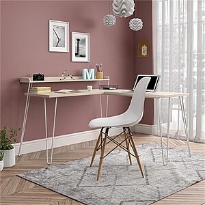 55.1" Ameriwood Home Haven L-Desk w/ Riser (Natural/White) $49.97 + Free Shipping