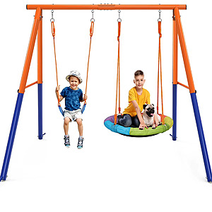 Musment Heavy Duty Metal Swing Set Stand w/ 32