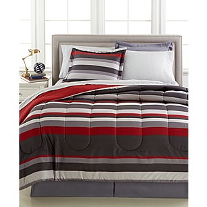 8-Piece Fairfield Square Austin Reversible Solid/Stripe Comforter Set (Red, Queen) $14.96 + Free Store P/U at Macy's or F/S on $39+