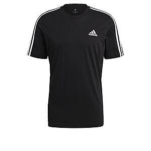 adidas Men's Essentials 3-Stripes Tee (Black/White, Sizes: S-L) $6 + Free Shipping