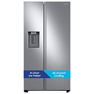 36" Samsung 27.4 Cu. Ft. Large Capacity Fingerprint Resistant Stainless Steel Side-By-Side Refrigerator $999 + Delivery Charges $39