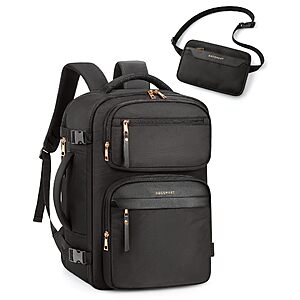Bagsmart Women's Travel Carry On Backpack w/ Waist Bag (Black) $20 