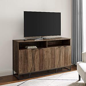 58" Walker Edison Angled Door Cabinet-Sideboard-Buffet w/ Open Shelf Storage (Rustic Oak) $61.99 + Free Shipping