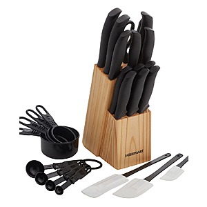 25-Piece Farberware Soft Grip Cutlery Set w/ Kitchen Tools (Black) $19.86 + Free Store Pickup at Macy's or Free Shipping on $39+