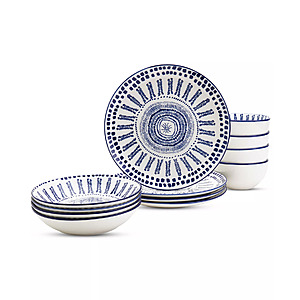 12-Piece Haven Dinnerware Sets: Speckled Assorted Or Blue Mykonos $20.99 & More + Free Pickup at Macys or Free Shipping on $39+