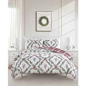 3-Piece Macy's Wreath w/ Bow (Twin) Or Holiday Town Dogs (Queen) Reversible Comforter Sets $23.93 + Free Pickup at Macys or Free Shipping on $39+