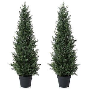 2-Count Dr Planzen 3' Artificial Cedar Tree Outdoor Artificial Topiary Cedar Plants $39.69 + Free Shipping