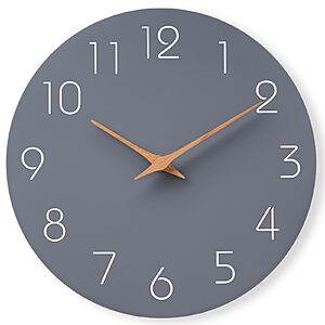 8" Silent Non-Ticking Analog Wall Clock (Gray) $4.99 + Free Shipping w/ Prime or on $35+