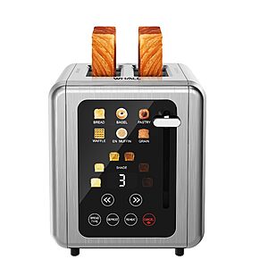 2 Slice WHALL Touch Screen Digital Toaster w/ Wide Slots,6 Shade Settings, Memory Function, Countdown Timer (Brushed Stainless) $29.99 + Free Shipping w/ Prime or on $35+
