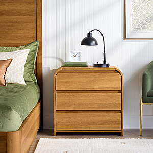 Better Homes & Gardens Juliet 3-Drawer Nightstand w/ USB, (Light Honey, Black) $128 + Free Shipping