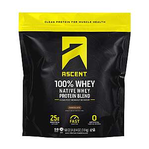 Costco Members: 4.25-lb Ascent 100% Whey Native Whey Protein Blend (2 Flavors) $43.99 + Free Shipping