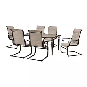 7-Piece Glenridge Falls  Metal Padded Sling Rectangular Outdoor Dining Set (Beige) $398 + Free Shipping