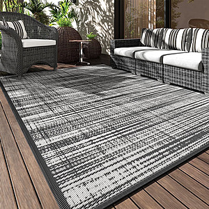 5' x 8' VUNATE Waterproof Reversible Indoor/Outdoor Rug (Gray & White) $22 