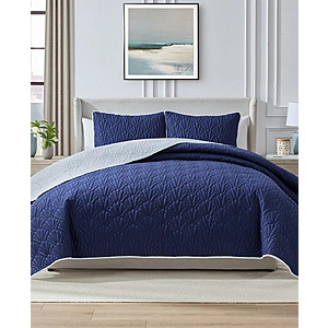 3-Pc Seventh Studio Seashell Reversible Quilt Set (King, 2 Colors)
