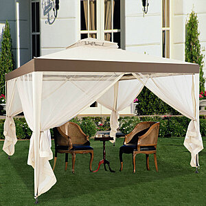 10' x 10' Costway Steel Patio Gazebo w/ Mesh Curtains $130.49 + Free Shipping