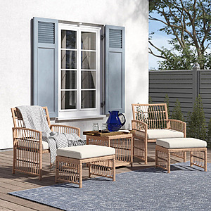 5-Piece Anthippi Wicker 2-Person Outdoor Seating Group w Cushions $175.99 & More + Free Shipping