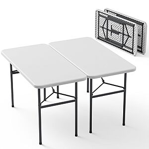 2-Pk 4' Make Changes Plastic Folding Table w/ Steel Legs (White) $56 + Free S&H