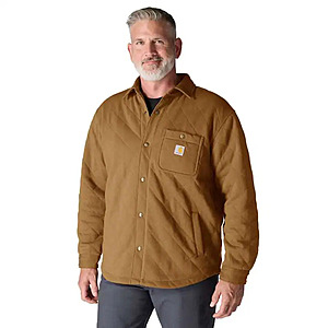 Carhartt Men's Rain Defender Heavyweight Quilted Snap Front Shirt Jacket (Brown) $44.60 & More + Free S&H