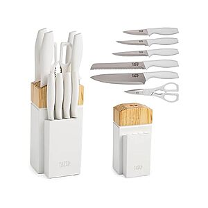 10-Piece Tasty Kitchen Knife Set w/ Block (White) $15 + Free S&H w/ Amazon Prime