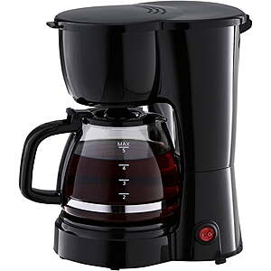 Mainstays 5-Cup Drip Coffee Maker (Black) $8.97 + Free Shipping w/ Walmart+ or on $35+