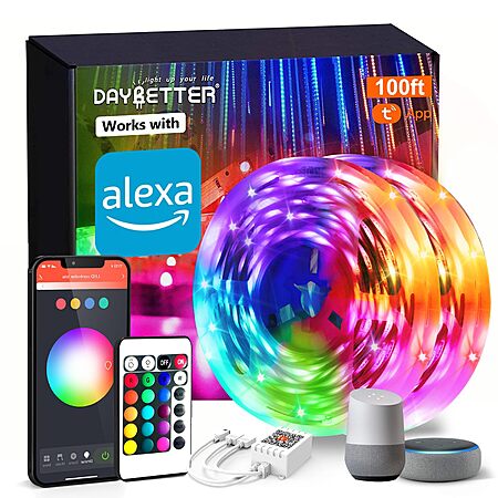 100' Daybetter Smart WiFi Led Lights,  (Tuya App,  Works w/ Alexa & Google Assistant, Timer Schedule, Color Changing) $17.99 + Free Shipping w/ Prime or on $35+