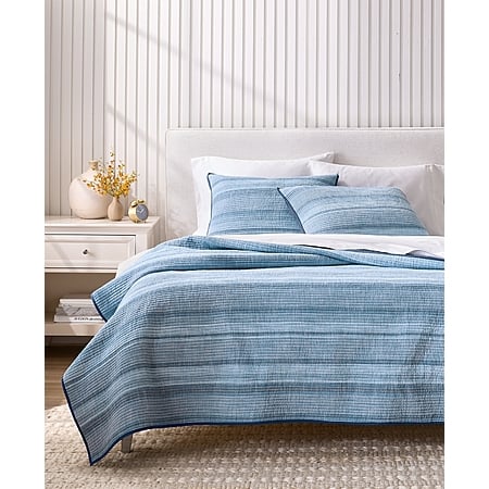 2-Piece Charter Club Textured Yarn Dye Quilt Set (Twin, Blue Combo) $46.93 + Free Shipping