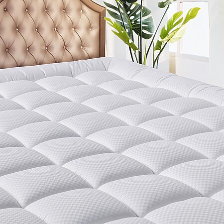 MATBEBY Cooling Breathable Quilted Fitted Mattress Topper w/ 8-21" Deep Pocket (Machine Washable, White, Queen) $26.58 + Free Shipping w/ Prime or on $35+