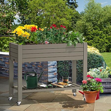43.3" YITAHOME Elevated Garden Bed w/ Legs & Wheels,  Drain Plugt & Storage Shelf  $76.94 + Free Shipping