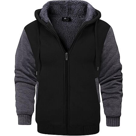 GEEK LIGHTING Men's Fleece-Lined Full-Zip Hoodie Sweatshirt (Black/Gray, Y-black Blue Gray) $29.98 + Free Shipping w/ Prime or on $35+