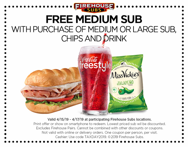 Firehouse Subs Coupon: Buy Sub, Chips & Drink Combo, Get One Medium Sub ...