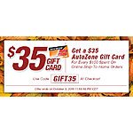 Autozone.com spend $100 get $35 gift card