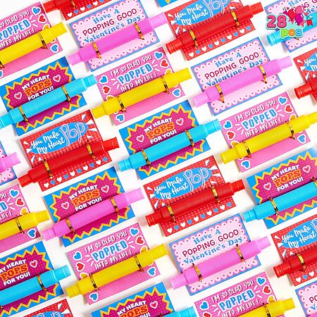 JOYIN 28 Packs Valentines Cards with Pop Tubes for Kids - $7.97 @ Amazon
