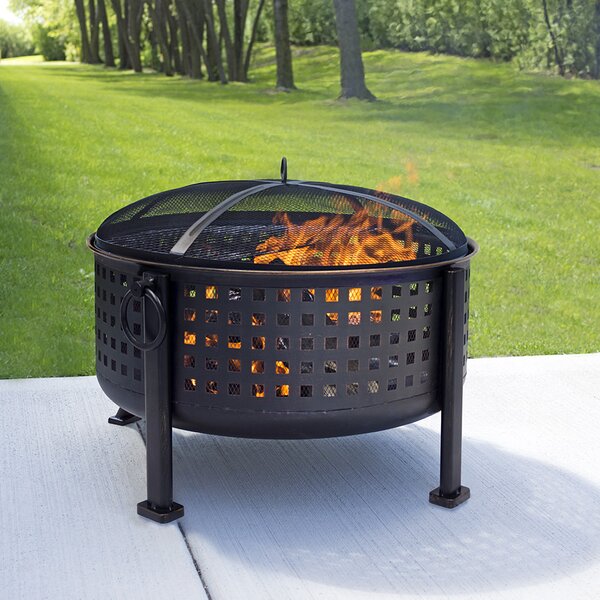 Traditions 22.83'' H x 32.7'' W Steel Wood Burning Outdoor Fire Pit with Lid + Free Shipping $124