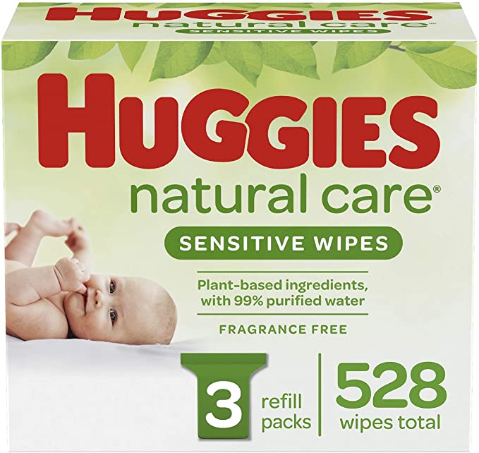 Huggies Natural Care Sensitive Baby Wipes, Unscented, 3 Refill Packs (528 Wipes Total), 11.23, 2c per count $11.23