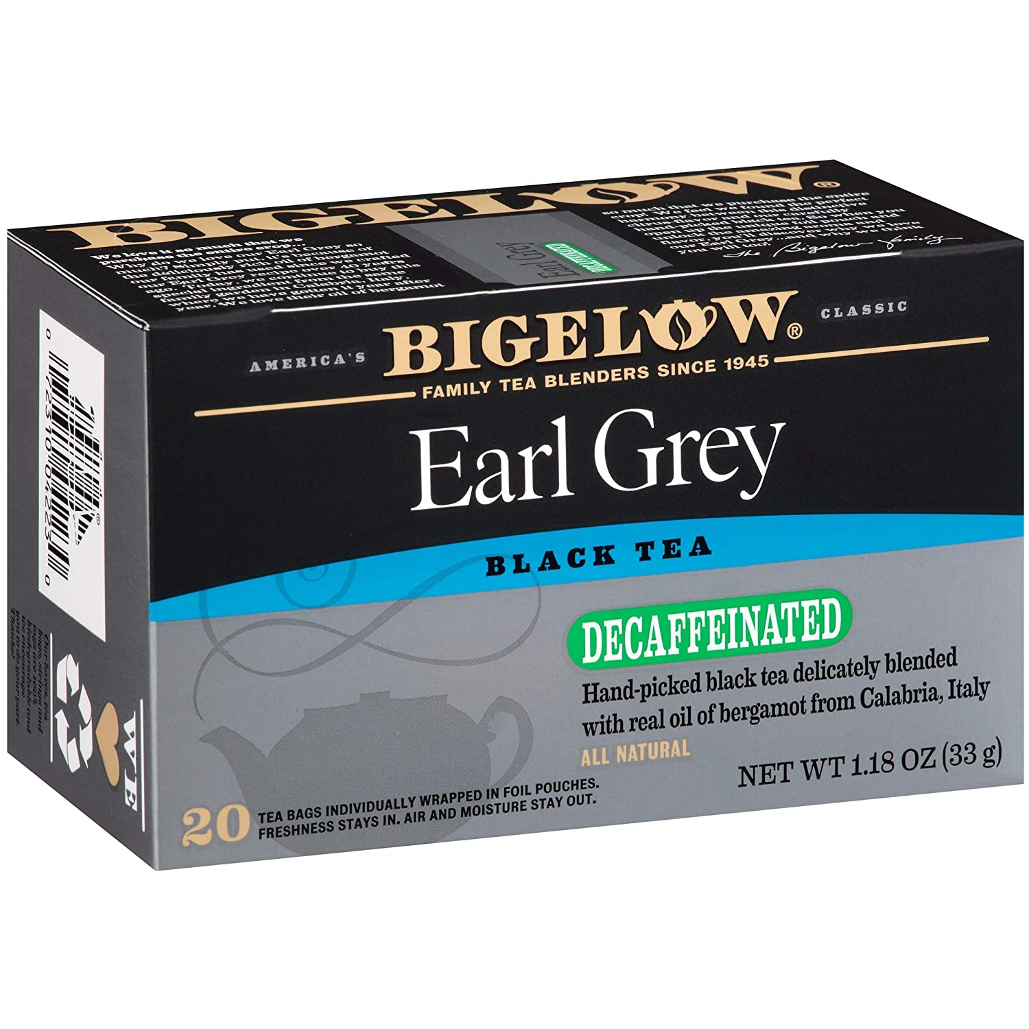 Bigelow Earl Grey Decaf Black Tea Bags 20 Count Boxes (6 Pack) $5.94 w/ 15% S &S, $7.54 w/5% S&S & Coupon