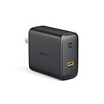 AUKEY 2 PORT PA-D3  60W PD GaN Charger, USB C 60w and USB A 12w  Lighting deal $22.30