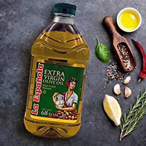 La Española First Cold Pressed 100% Extra Virgin Olive Oil, 68 fl oz (2 Liter) $13.08 ($0.10 / Fl Oz)  S&S 15% $11.12 ($0.08 / Fl Oz)