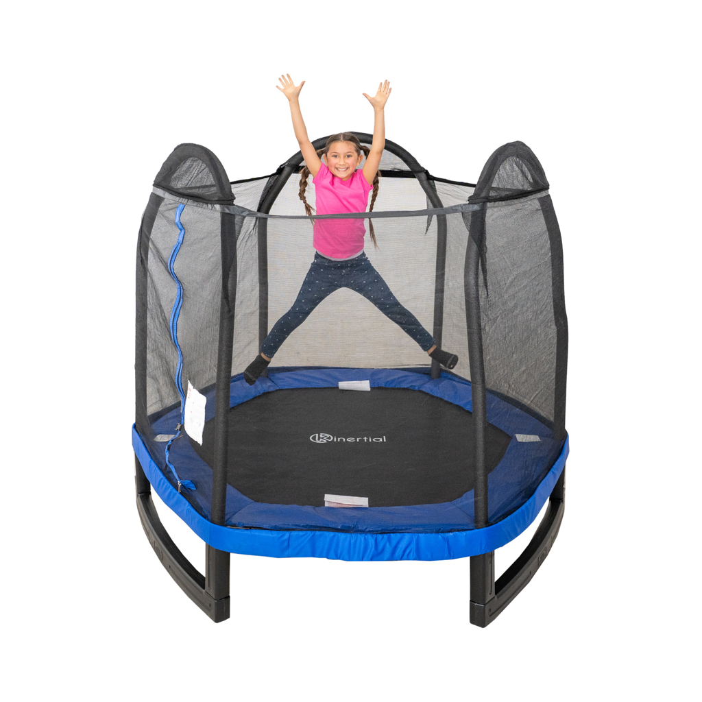 Kinertial 7 ft Hexagonal Kids Trampoline with Safety Enclosure Net (Ages 3 - 10) - Walmart.com - $69.97