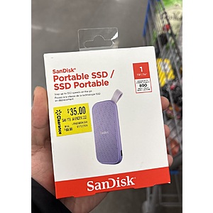 In-Store YMMV - SANDISK 1TB Portable SSD - Lavender - External Solid State Drive $35