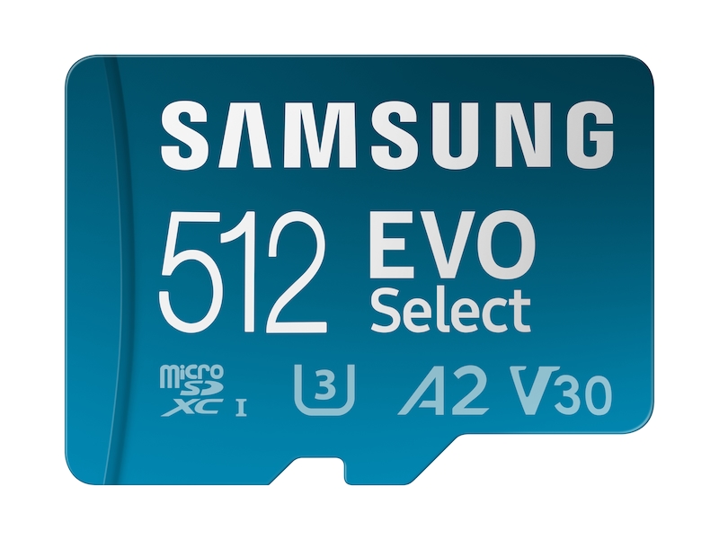 Samsung EVO Select + Adapter microSDXC 512GB for $64.99 (New Generation) or Samsung EVO Select + Adapter microSDXC 256GB for $24.99 (New Generation)