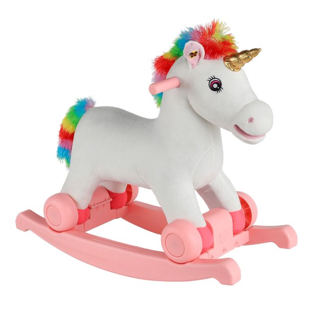 Rockin' Rider Celeste 2-in-1 Unicorn $25 or Happy Trails Plush Rocking Henrietta the Hippo $26.15 at Walmart