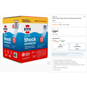 HTH Pool Care Shock Advanced All-in-one $29.97