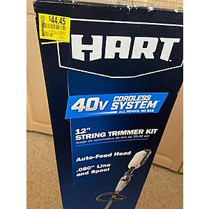 HART 40-Volt Cordless 12-inch String Trimmer Kit 2.5Ah 40V Lithium