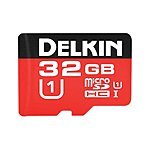 32GB Delkin 500X UHS-I microSDHC Memory Card w/ Adapter $5 + Free Shipping