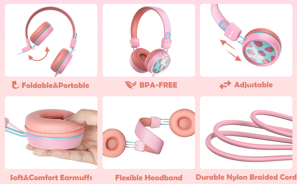 Amazon Kids Pink Headphones w/Microphone Volume Control 3.5mm Jack $6.99 w/Coupon Free Prime Shipping & Free Returns AMZN